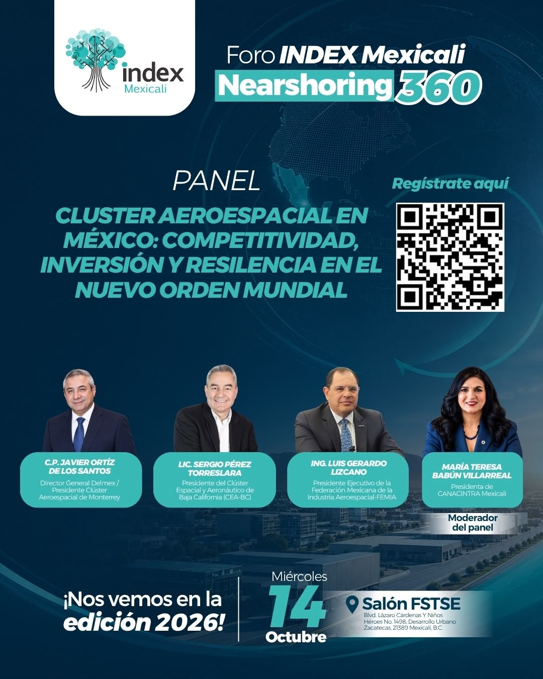 Arte oficial del panel Cluster Aeroespacial en México
