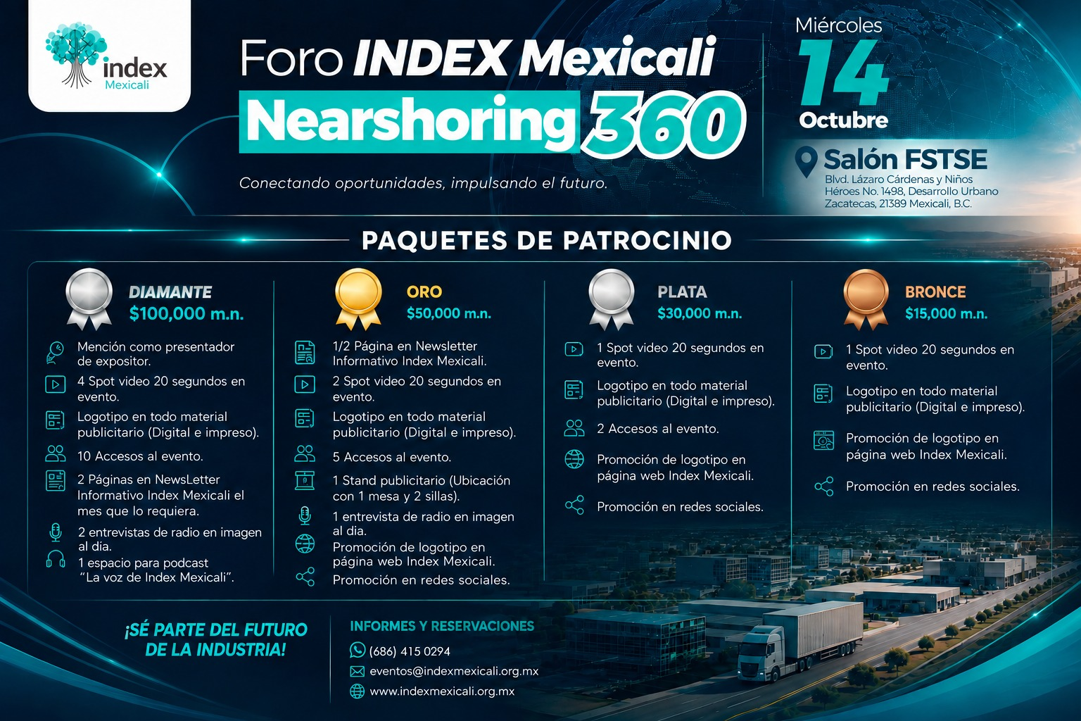 Paquetes de patrocinio actualizados del Foro Index Mexicali 2026